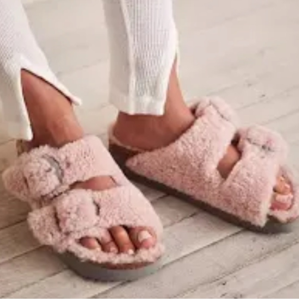 Birkenstock 38 Papillio Arizona Big Buckle Shearling Teddy insole Crystal Rose